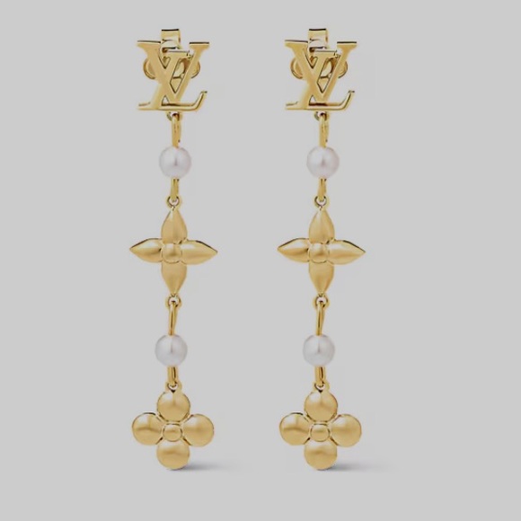 Louis Vuitton Gold and Pearl Drop Earrings - Picture 1 of 10